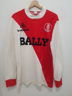 AS MONACO 1984 1986 SIZE M L LONGSLEEVE JERSEY TRIKOT LE COQ SPORTIF RARE SHIRT
