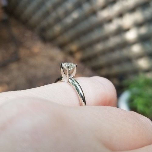 Natural Diamond Solitaire Engagement Ring 14kt. White Gold Size 7.75 - Picture 19 of 20