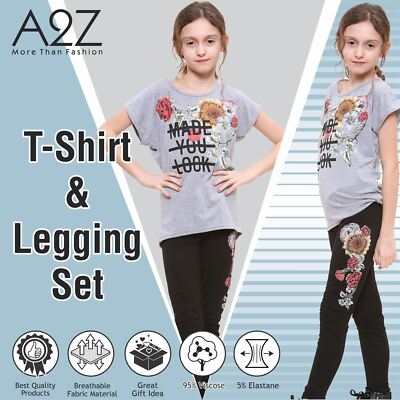 Tuta Per Bambina Maglietta Maniche Corte E Leggings Stampa – Made You Look, Nero, 5-13 Anni