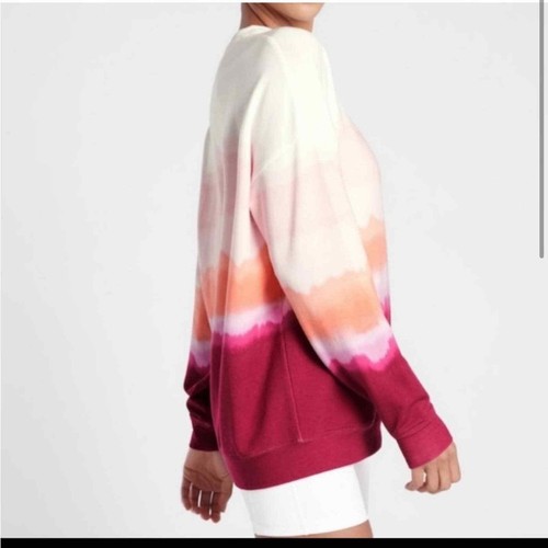 Women's XS Athleta White Pink Orange Ombre Oversized Sweatshirt - Picture 2 of 7