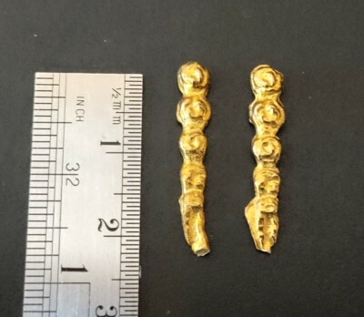 Ship Model Fittings Parts 2 Gilt metal Pillar Flat Back Hull Decor 24mm x 4mm