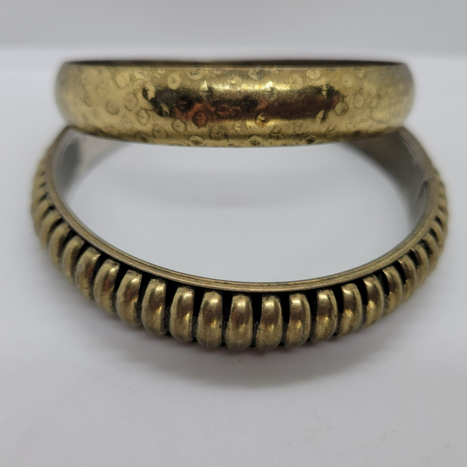 Bracelets (2) Brass Look Stackable 2.5" - image 2