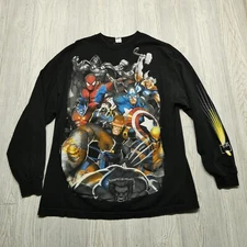VINTAGE Marvel Mad Engine Shirt Adult XL Spiderman Thor Wolverine X Men Comic
