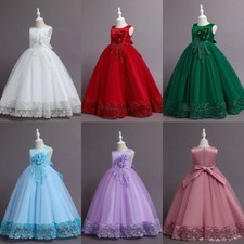 Baby Grils Dress Flower Beaded Lace Bridesmaid Party Princess Gown 3-12 Years