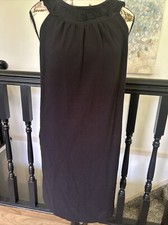 Kensie Shift Dress Womens XS Black Ruffle Neck Sleeveless with pockets