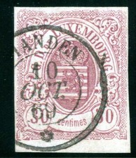 LUXEMBURG Nr. 9 o VIANDEN 10 OCT 69 mit Riesenunterrand (FOTOBEFUND gepr.DEMUTH)