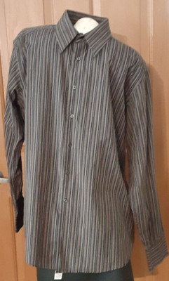 Covington Modern Fit Shirt Black Striped Long Sleeves Men's Size 16-16.5  34-35