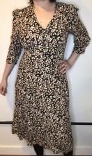 Vintage 80s 90s Jamie Brooke S Brown Floral 3/4 Sleeve Grunge Button Long Dress
