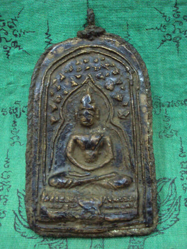 Meditation Buddha Figure Bodhi Tree Talisman Pendant Antique Old Thai Amulet - Picture 1 of 6