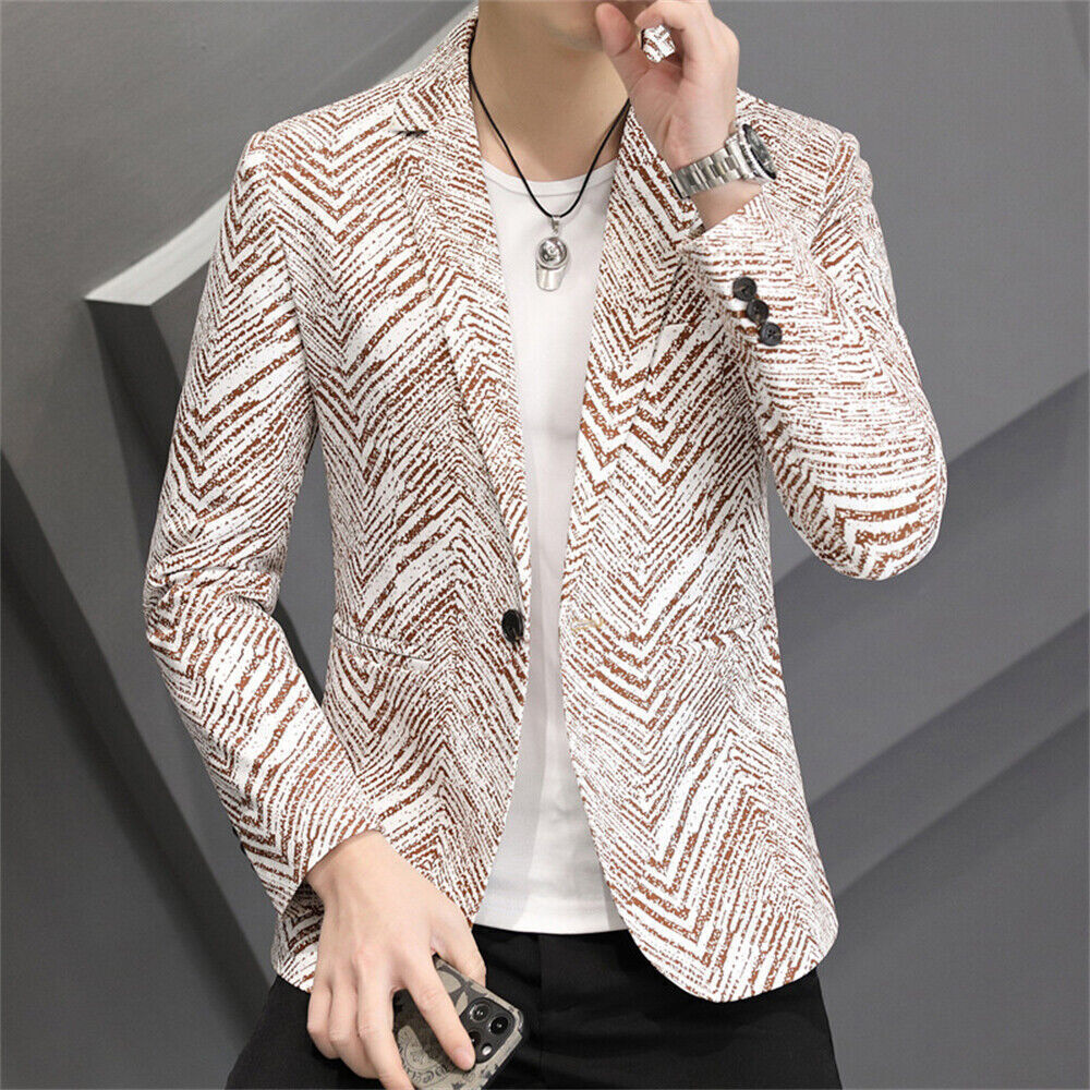 Men Business Casual Button Slim Fit Suit Coat Tops Formal Work Blazer Jacket