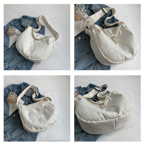 Canvas Shoulder Bag Solid Color Outdoor Travel Bag Unisex Crossbody Bag - Picture 3 of 17