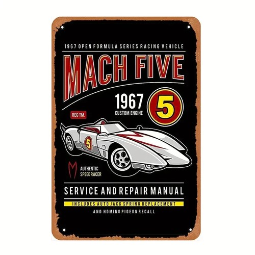 "Automotive Art" Mach Five Film Auto Metall Poster Schild - Retro Wanddeko NEU