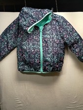 Eddie Bauer Reversible Down Insulated Puffer Jacket, Girls Kids M Teal/Floral