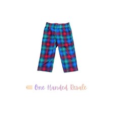 Lands End Kids Red Blue Green Plaid Soft Pajama Pants Bottoms 2