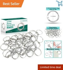 Loose Leaf Binder Rings Metal 1.5 Inch Pack of 100 for Flashcards Index Cards