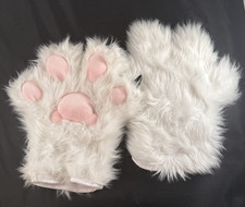 Cosplay Paws - White  Claws  Pink Paw Pads, one size, Husky Fox Cat Beast Fur
