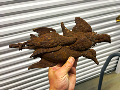 Vintage Cast Iron Flying Duck Bird Wall Plaque Decor Rustic w/ Mounting Holes