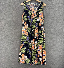 Croft & Barrow Dress Women M Medium Black Flo...