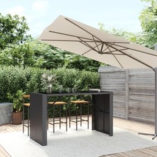 Bartisch mit Glasplatte Stehtisch Esstisch Gartentisch Tisch Poly Rattan vidaXL