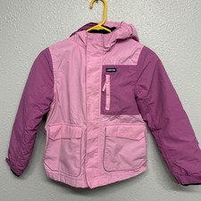 Lands' End Girls' Grow Alongs Hooded Winter Snow Jacket Pink Size Medium 8 EUC
