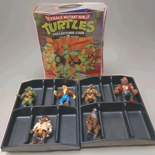 Teenage Mutual Ninja Turtles Figures Lot Of 6 With Carry Case 2 Trays Vtg TMNT