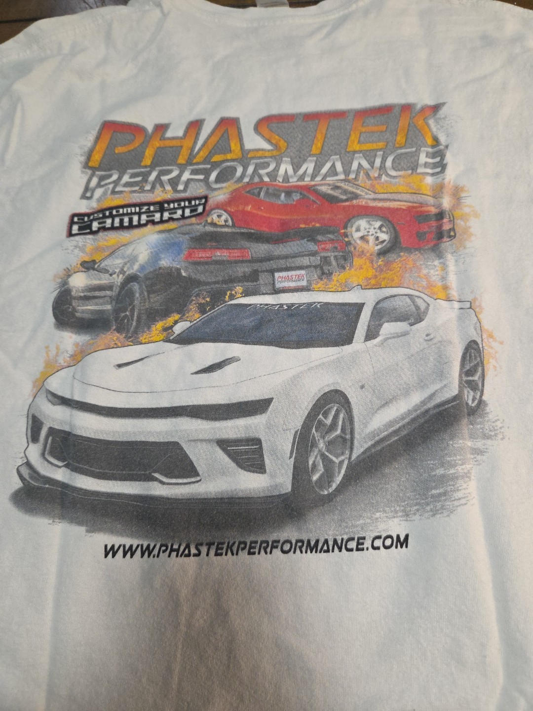 Phastek Performance Chevy Camaro Racing Graphic T Shirt White Men's Large L image 2