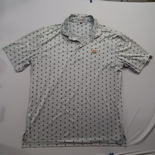 Peter Millar Baltusrol Golf Club Summer Comfort Polo Shirt Skull Print XL Grey