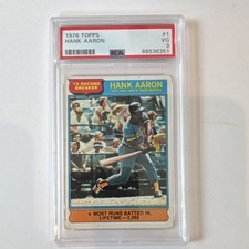 Topps 1976 '75 Record Breakers Hank Aaron #1 PSA VG 3 Milwaukee Brewers