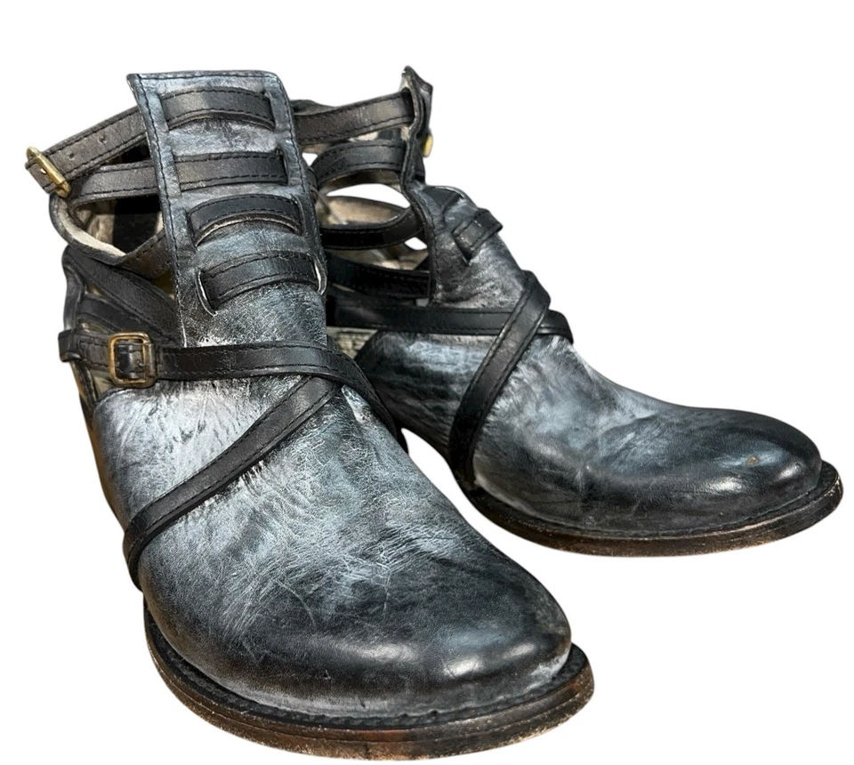 Freebird By Steven Stair Distressed Leather Women's Ankle Boots Size 7 Gray - Image 2 of 4