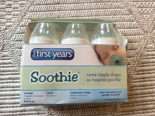 The First Years Soothie NEW 9 Oz Baby Bottles Med Flow Nipples Lot Of 3 Bottle