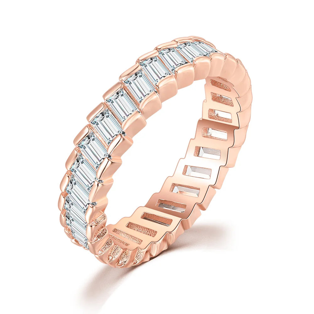 Gold Tone Cuban Link Zircon Ring Women Pave Chain Style Modern Jewelry