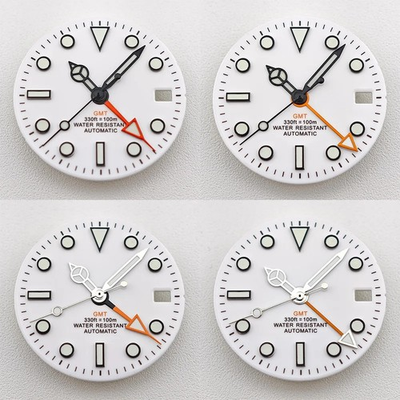 #ad #ad 29mm Sterile Watch Dial GMT Hands Luminous For NH34 Movement White Black Parts $43.55