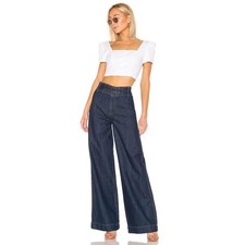 We The Free People Big Bell Wide Leg Jeans In Dark Blue Wash Women's Sz 27 Tall