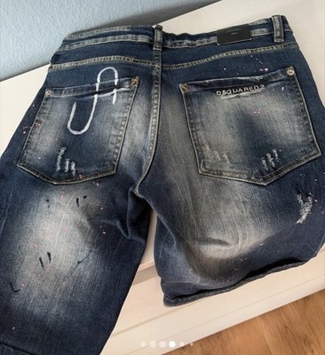 Dsquared2 Herren Jeansshorts Denim blau Distressed Five-Pocket Logo Gr. 32