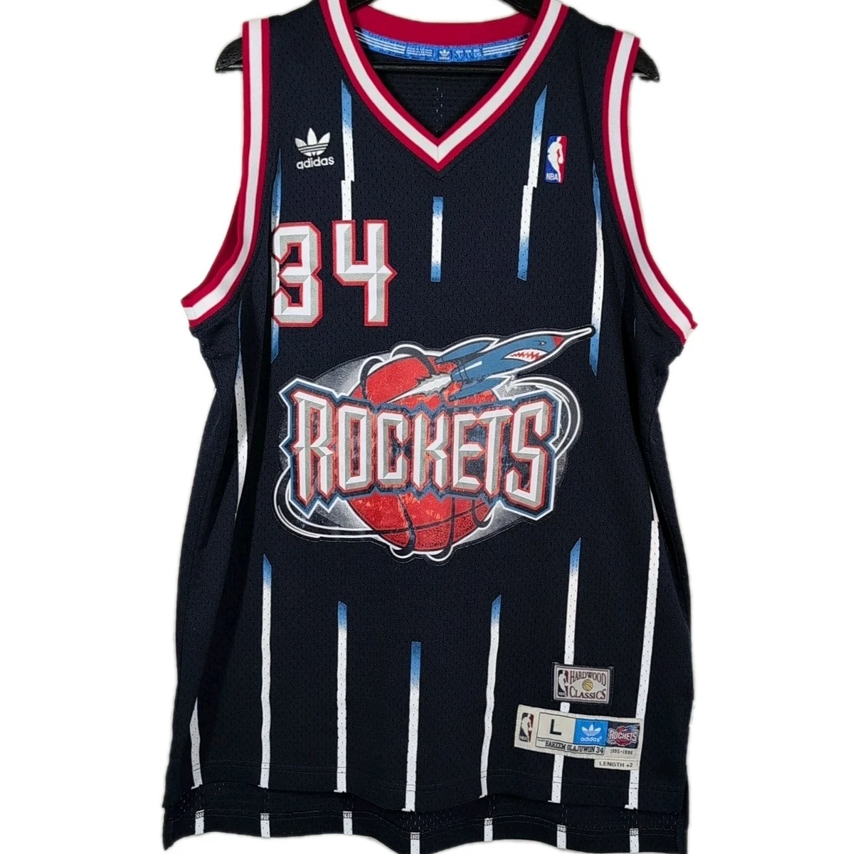 Adidas HWC Houston Rockets #34 Hakeem Olajuwon Jersey Size L +2