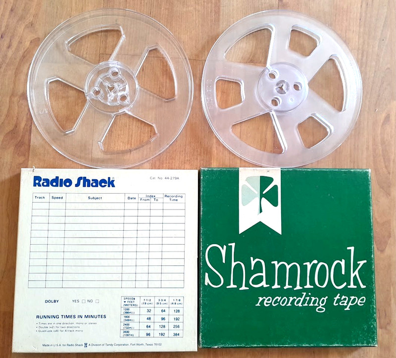 2 Vintage Reel To Reel Tape Empty Takeup Spools w/boxes Shamrock Radio Shack