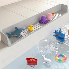 Longer Bath Tub Splash Guard for Kids,Silicone Bath Toy Holder for Bathtub,Ba...