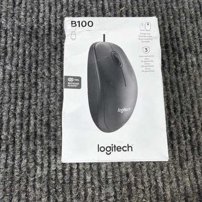 Logitech B100 Optical Computer USB Mouse Black 910-001439 - NEW