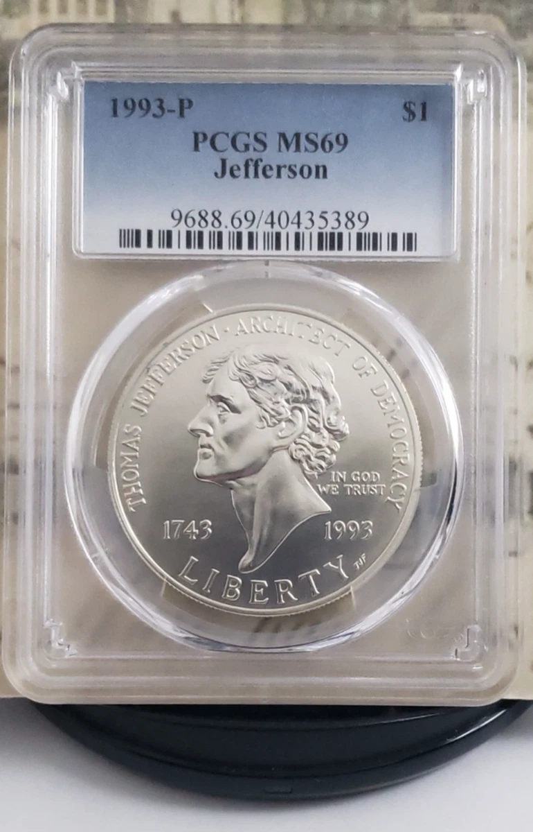 1993-P Thomas Jefferson Commemorative Silver Dollar - PCGS MS69