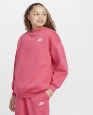GIRLS NIKE SPORTSWEAR CLUB FLEECE OVERSIZED PULLOVER Pink SIZE XS