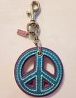EUC Early Y2K Coach Peace Sign Leather & Metal Keychain/Purse Charm Multicolor — photo 1