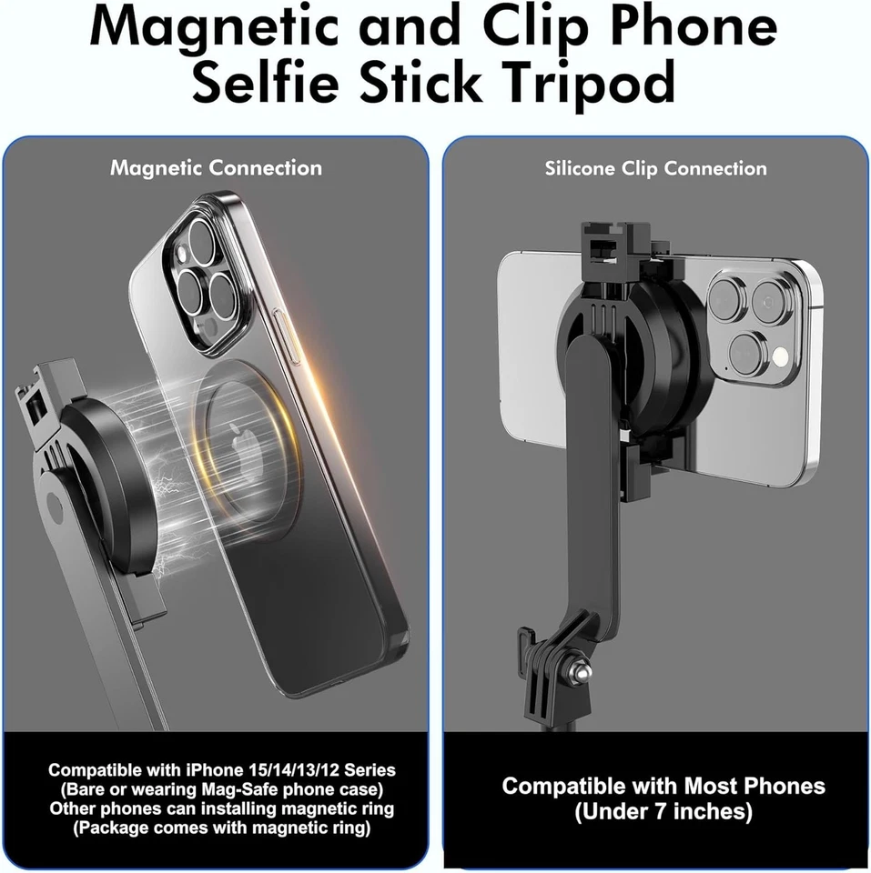 Trípode magnético para teléfono 61" y palo para selfies para entrenamiento de golf teléfono celular extensible... Foto 2 de 4