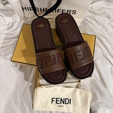 Fendi Flatform 100% authentic Slides Brown, S...