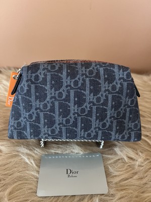 Christian Dior Monogram Flight Trotter Cosmetic Pouch In Navy Blue 