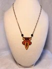 Antique Art Deco Enamel Brass Necklace 1920 18 inch Chain Jewelry