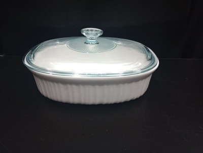 CorningWare FRENCH WHITE Oval Casserole Dish 2.5 Qt w/PYREX Lid DC-1.5-C