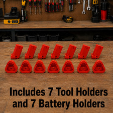 Fits Milwaukee M12 Tool and Battery Wall Mount Holder Red 7 of Each Organizer