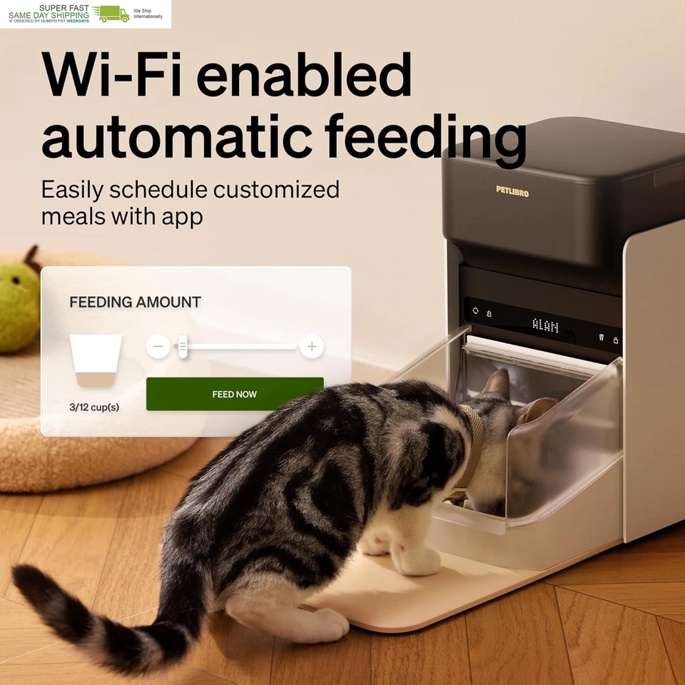 Alimentador Automático para Gatos, Alimentador Automático para Mascotas 5G Wi-Fi, Alimentador Automático para Gatos 3L App Cont Foto 4 de 4