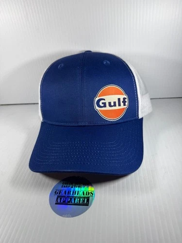 Vintage style Gulf logo oil gas  sign Snap Back Blue/white mesh 112