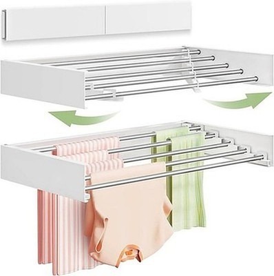 Wall Mounted Clothes Drying Rack 32 in VIKAQI 5 Rod White #R034